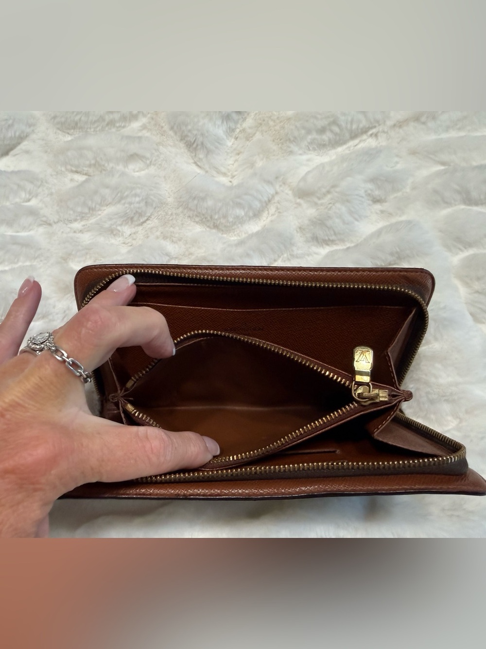 Louis Vuitton Brown Monogram Zip Around Wallet with Gold Hardware - Picture 6 of 8